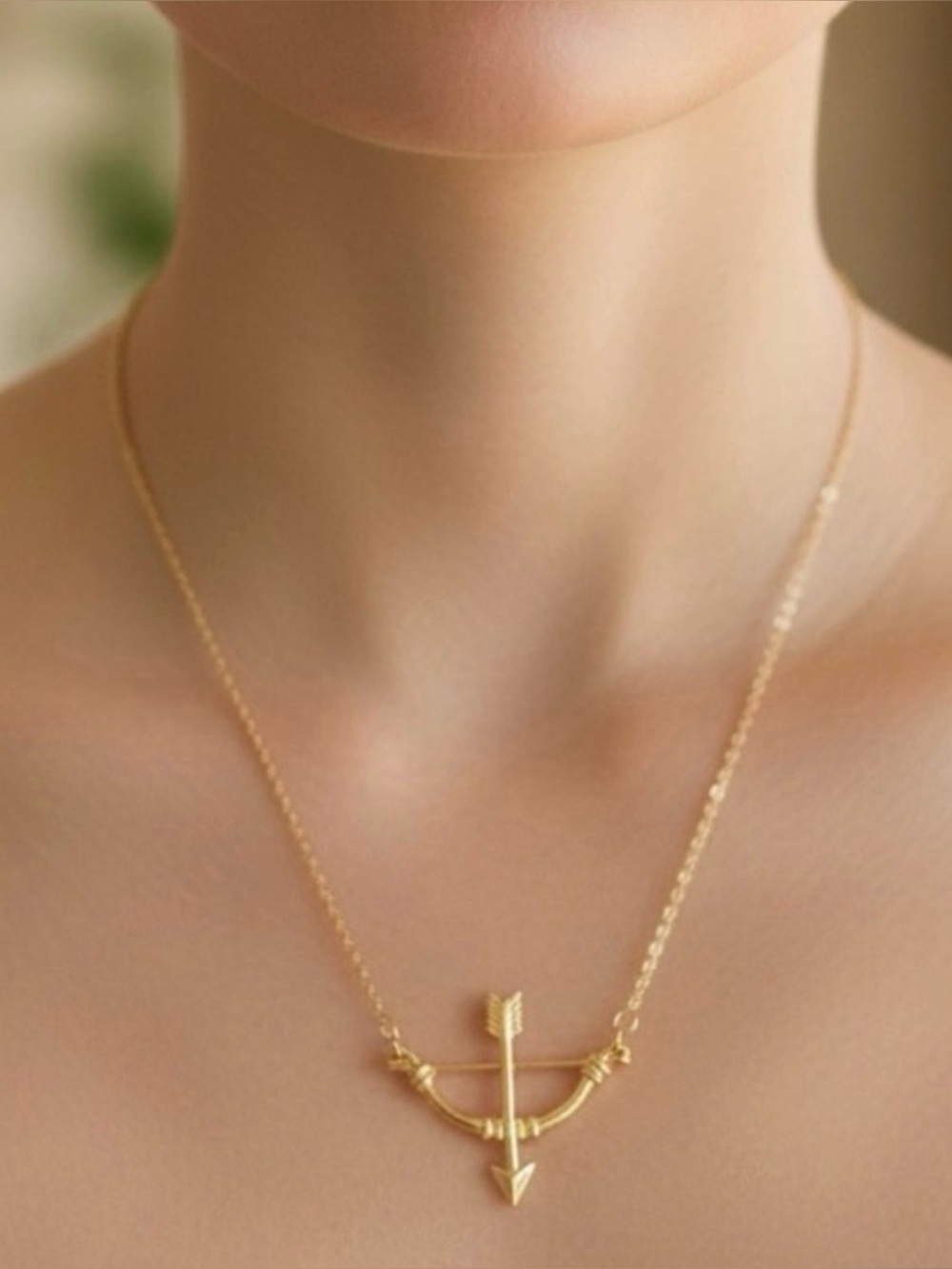 Zoetik Delicate Gold Arrow Bow Pendant Necklace for Women
